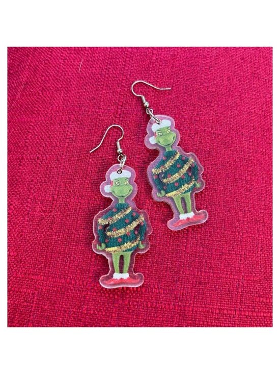 Jewelry - The Grinch Christmas Fashion Earrings - Green Sweater